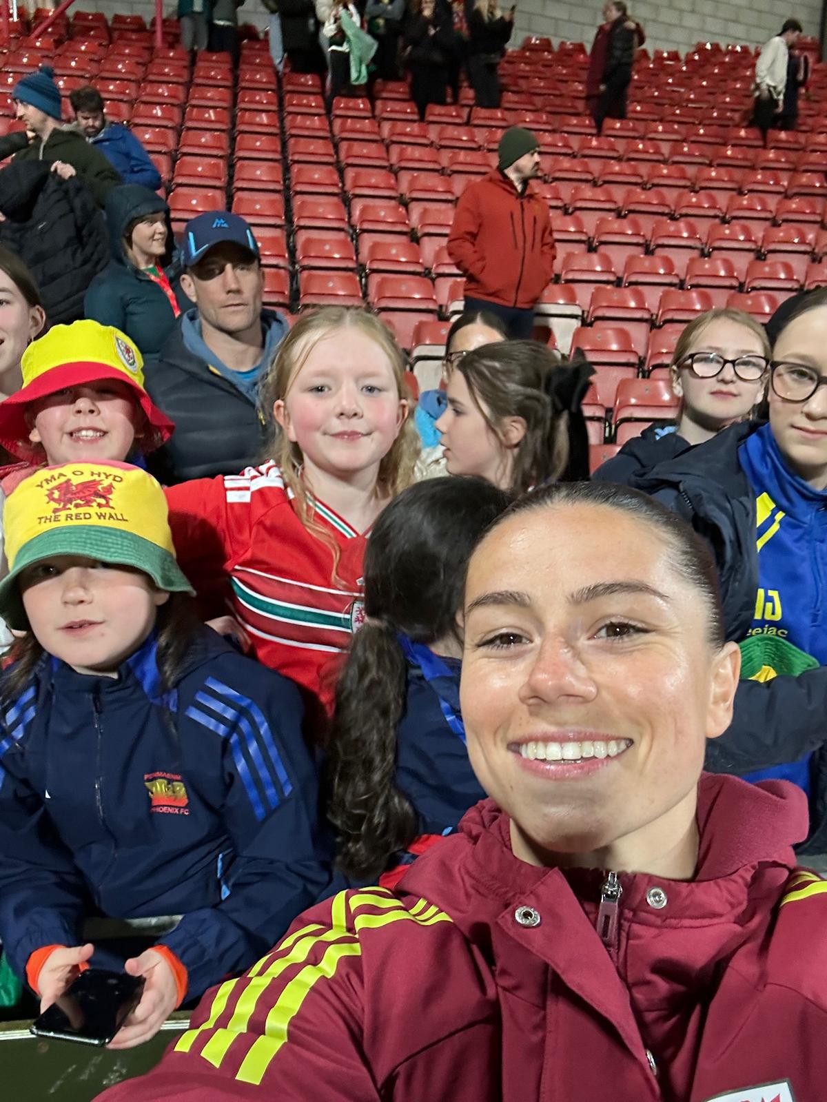 PPFC girls and women at the Wales Women match in Wrexham